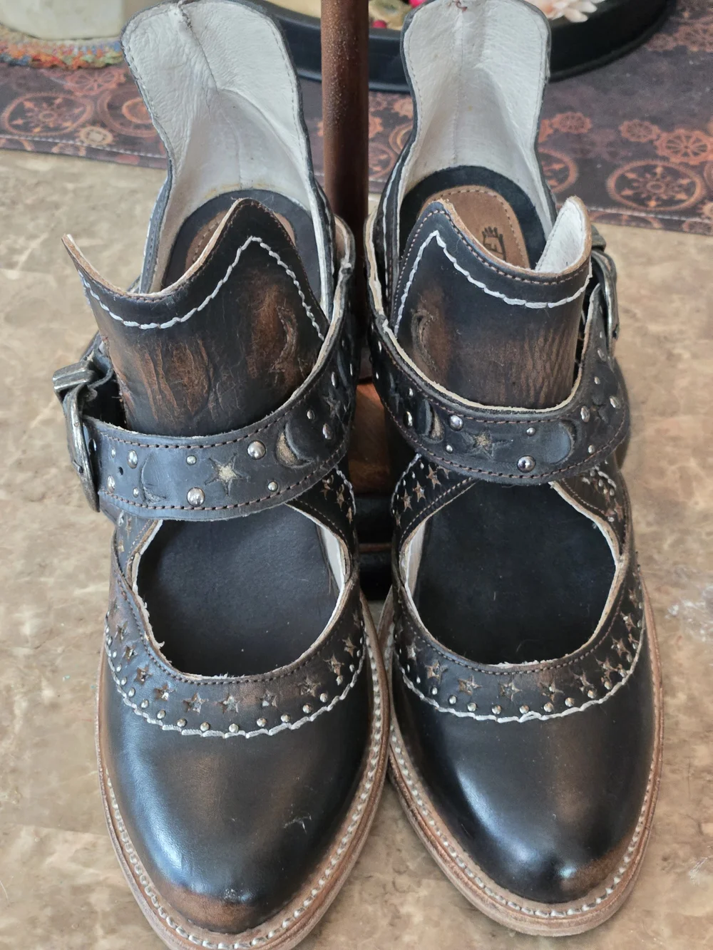 NWT- Freebird by Steven Black Cutout Studded Leather Ankle Booties - 8
